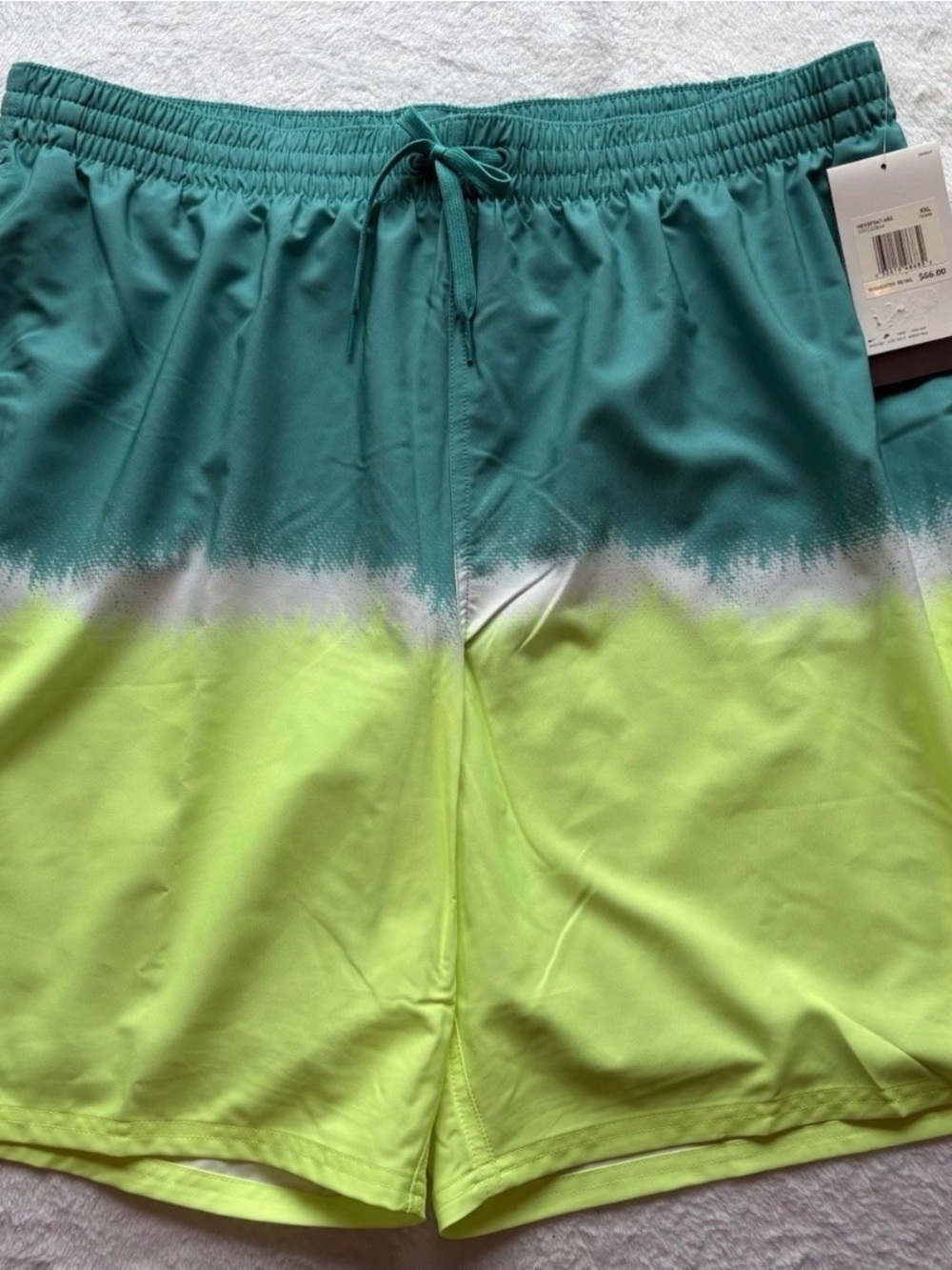 Nike Men's Teal and Neon Yellow Ombre Swim Board Shorts
